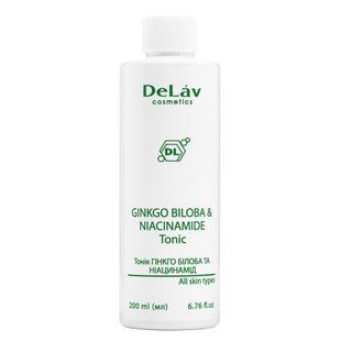 Тонік ГІНКГО БІЛОБА ТА НІАЦИНАМІД Delav Ginkgo Biloba & Niacinamide Tonic, 200мл  201001 фото