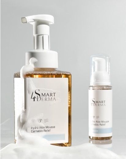 Пінка для сухої та чутливої шкіри з канабісом Smart4Derma Aquagen Hydro Aloe Mousse Cannabis Relief, 80мл 503 фото