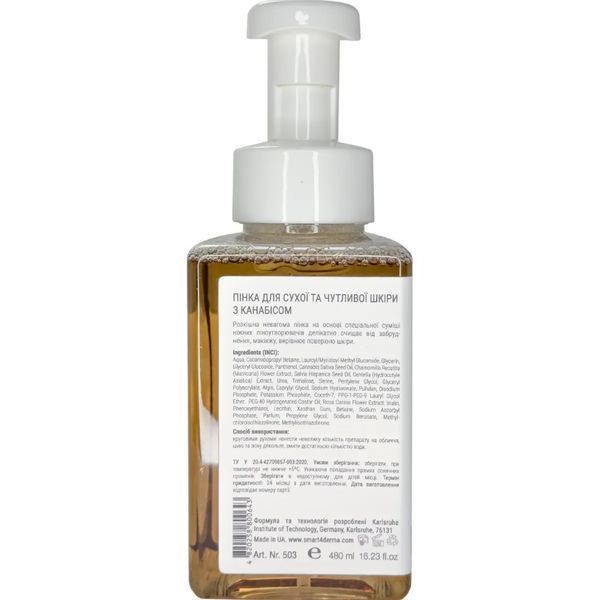 Пінка для сухої та чутливої шкіри з канабісом Smart4Derma Aquagen Hydro Aloe Mousse Cannabis Relief, 80мл 503 фото